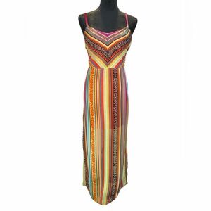 Ruby Rox Boho Multicolored Striped Lined Maxi Dress, Size 8/10